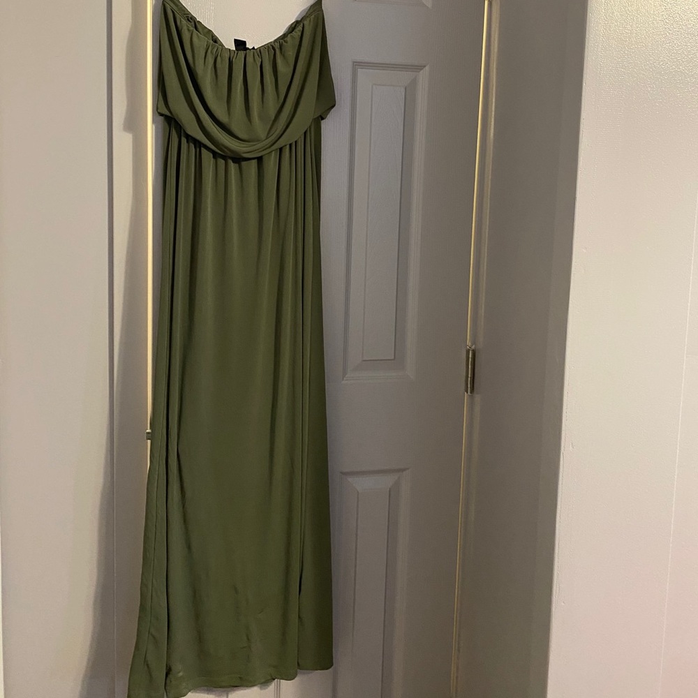 Strapless Olive Maxi Dress